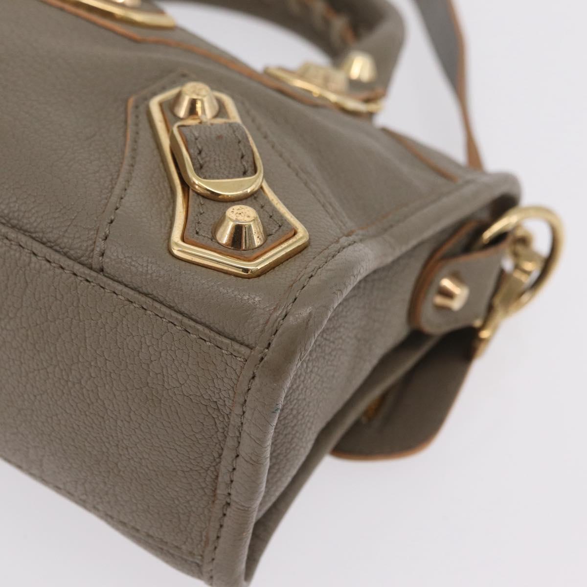 Balenciaga Classic Metal Edge Mini City Bag 2way Beige 390160 Auth BA15968M