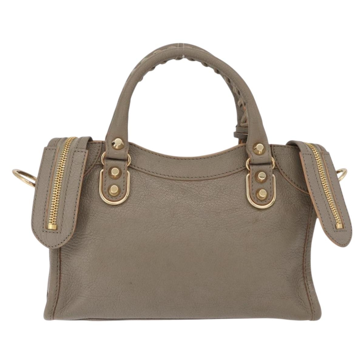 Balenciaga Classic Metal Edge Mini City Bag 2way Beige 390160 Auth BA15968M
