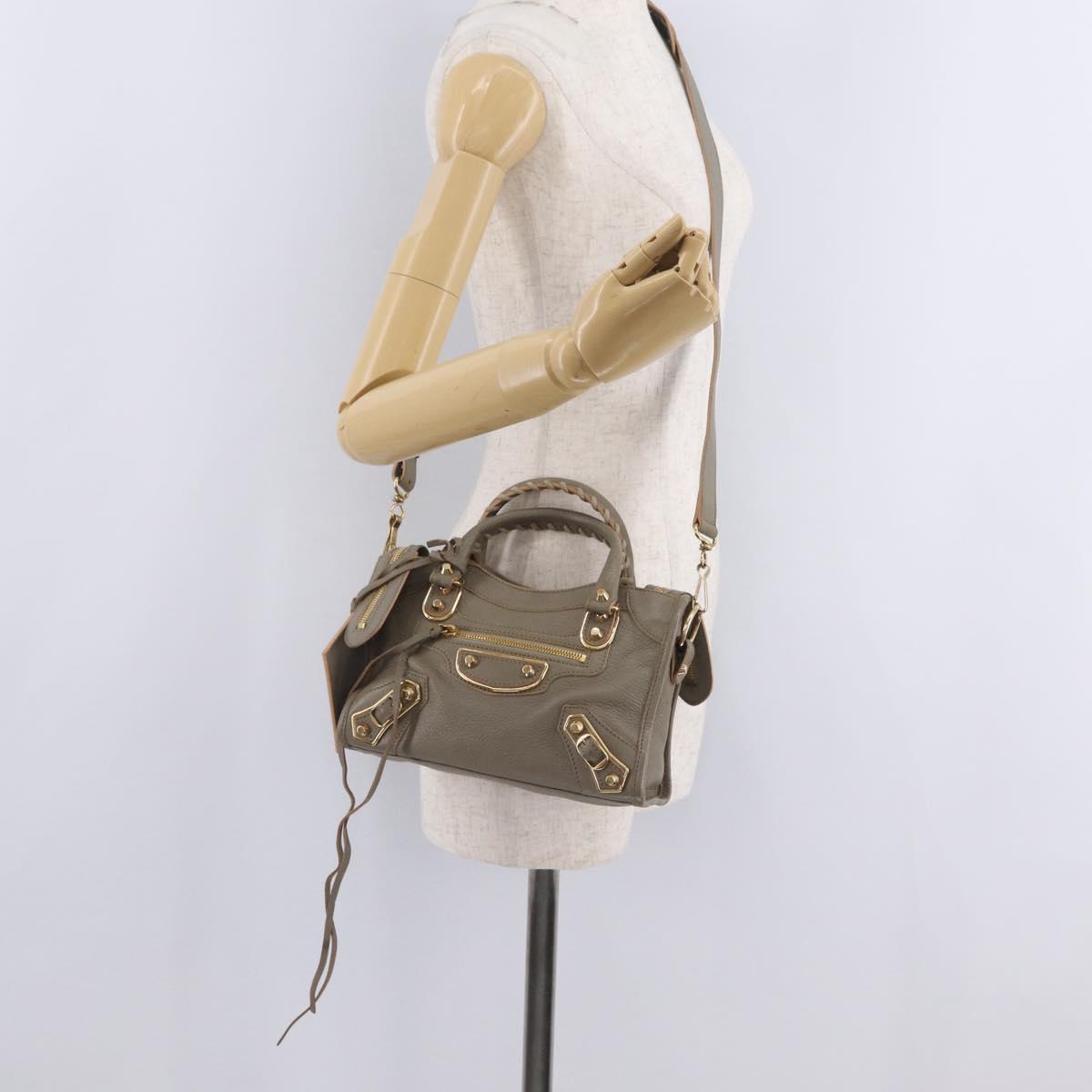 Balenciaga Classic Metal Edge Mini City Bag 2way Beige 390160 Auth BA15968M