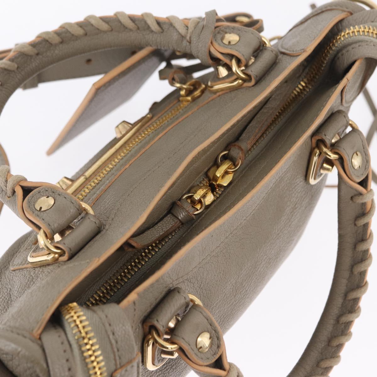 Balenciaga Classic Metal Edge Mini City Bag 2way Beige 390160 Auth BA15968M