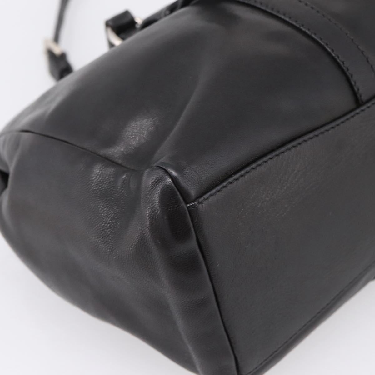 PRADA Hand Bag Leather 2way Black Silver Auth BA15969V