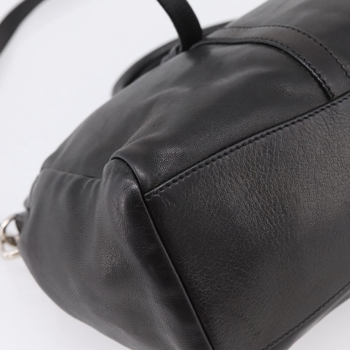 PRADA Hand Bag Leather 2way Black Silver Auth BA15969V