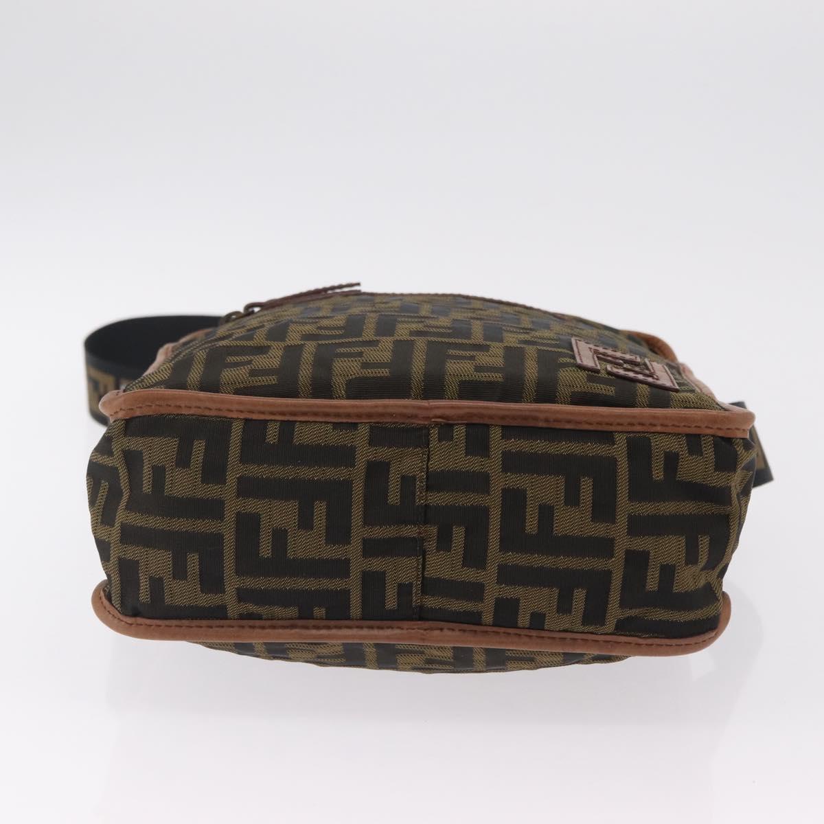 FENDI Zucca Canvas Shoulder Bag Black Brown 7VA152 Auth BA15976A