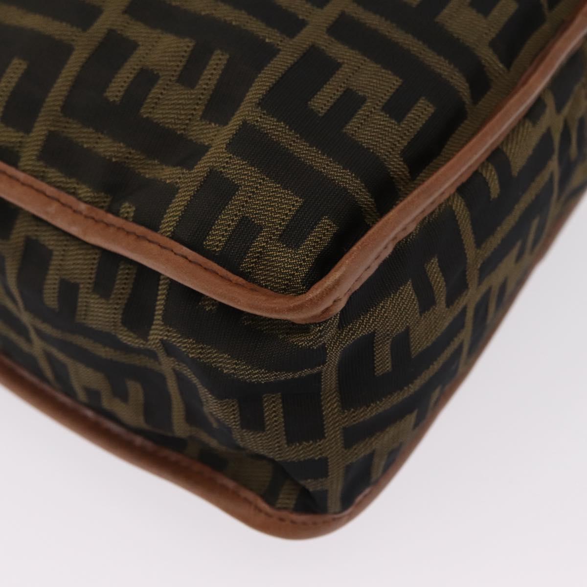 FENDI Zucca Canvas Shoulder Bag Black Brown 7VA152 Auth BA15976A