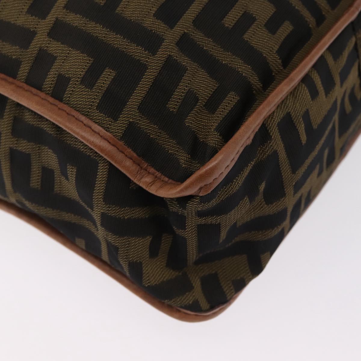 FENDI Zucca Canvas Shoulder Bag Black Brown 7VA152 Auth BA15976A