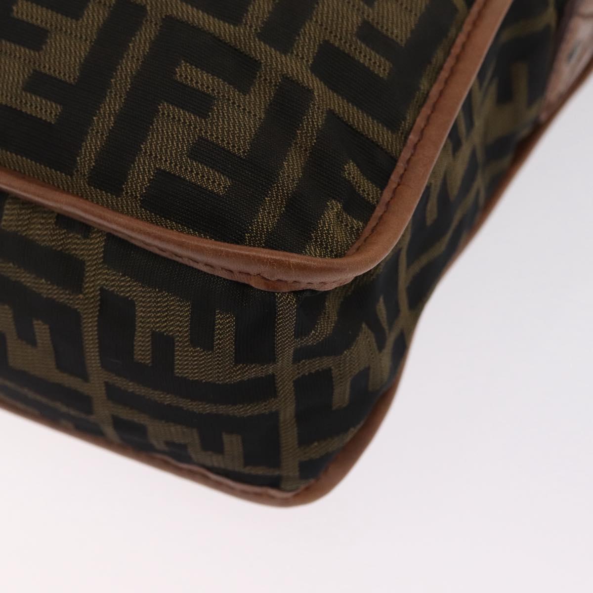 FENDI Zucca Canvas Shoulder Bag Black Brown 7VA152 Auth BA15976A