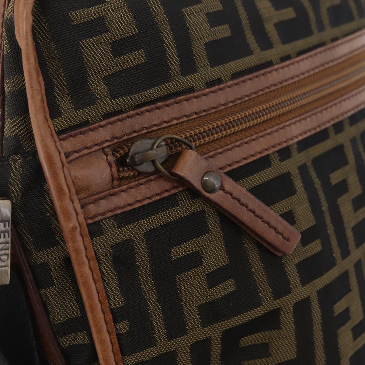 FENDI Zucca Canvas Shoulder Bag Black Brown 7VA152 Auth BA15976A