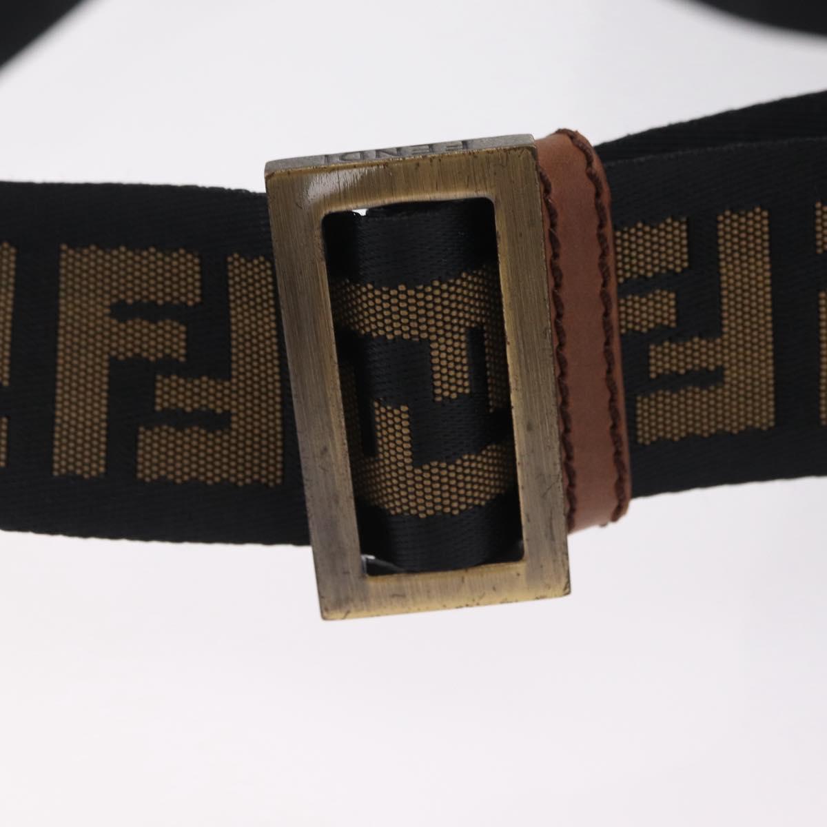 FENDI Zucca Canvas Shoulder Bag Black Brown 7VA152 Auth BA15976A
