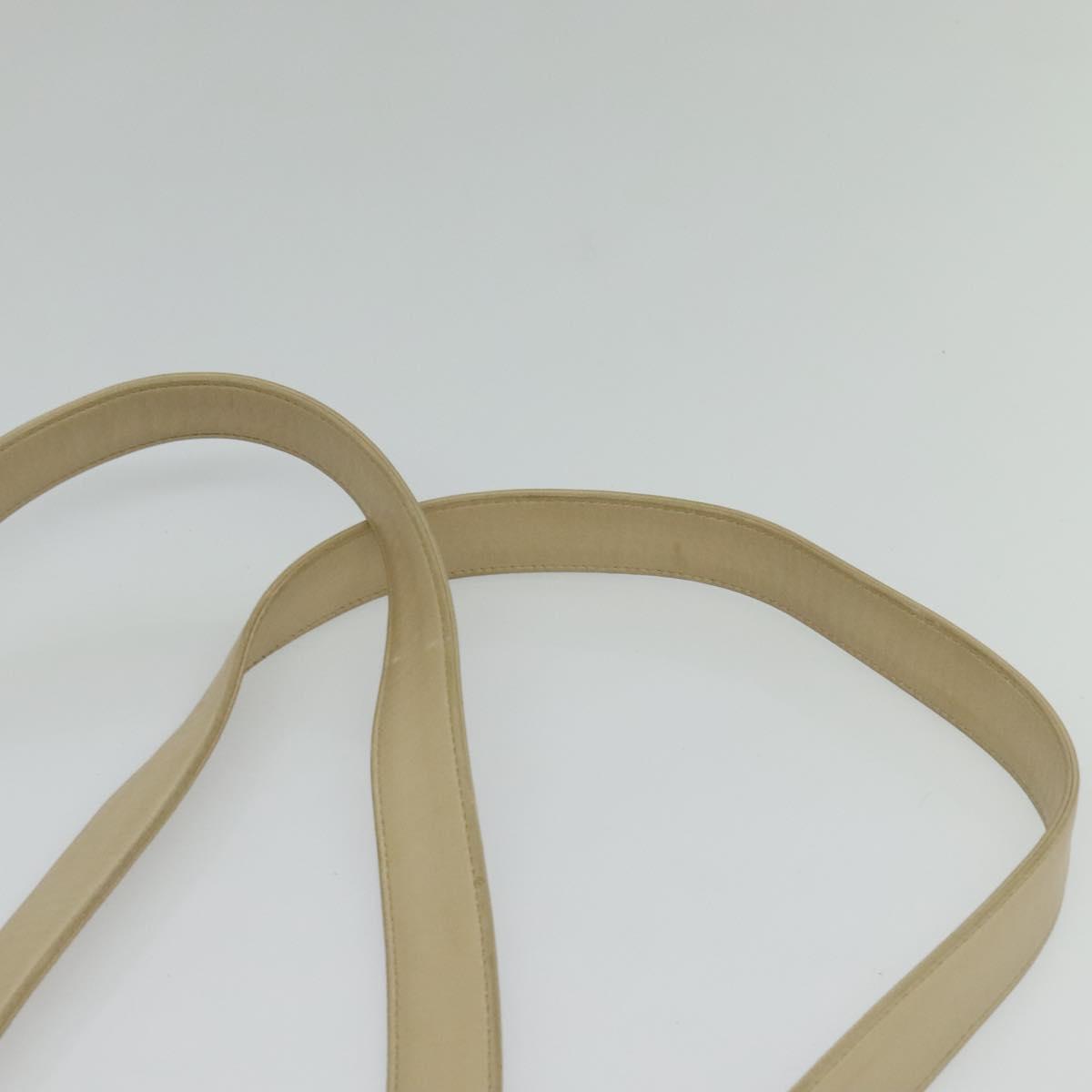 CHANEL Matelasse Chain Shoulder Bag Satin Beige Gold CC Auth BA1598