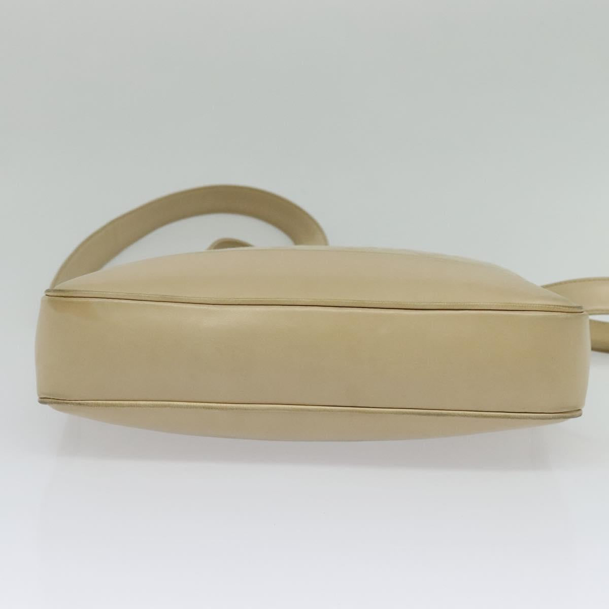 CHANEL Matelasse Chain Shoulder Bag Satin Beige Gold CC Auth BA1598