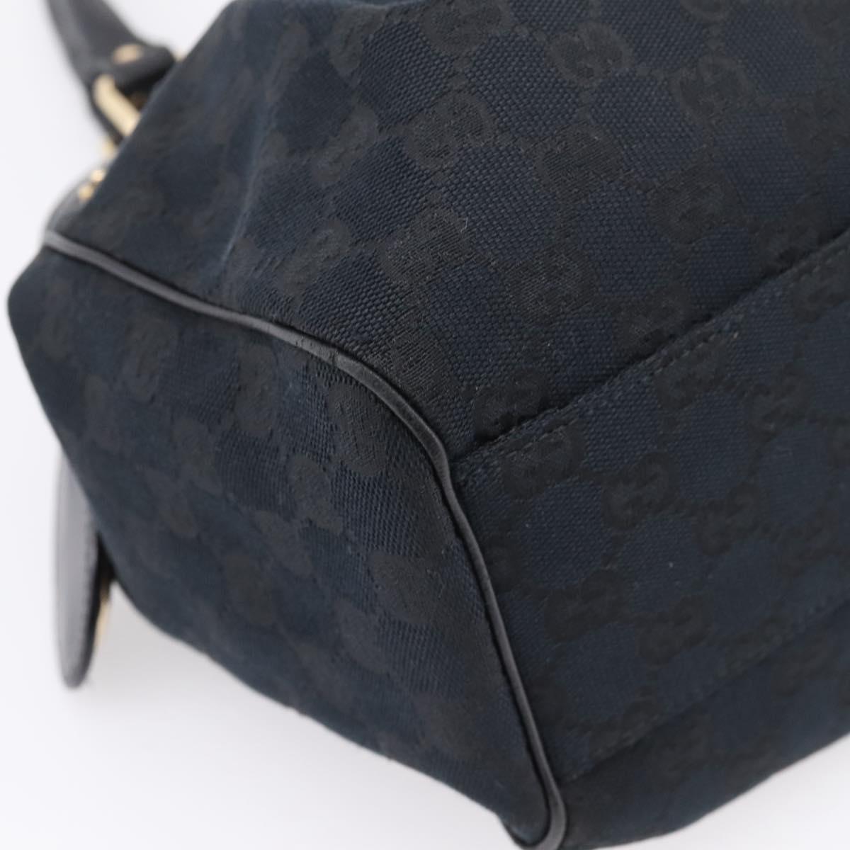GUCCI GG Canvas Sukey Hand Bag Black Gold 211944 Auth BA15982V
