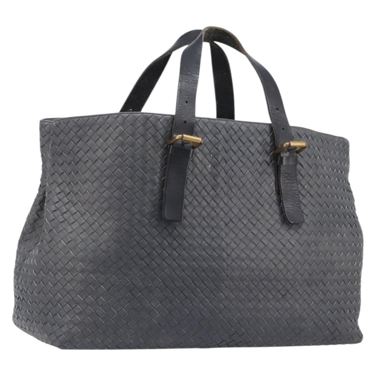 Bottega Veneta INTRECCIATO Tote Bag Leather Gray Gold 189632 Auth BA15983A