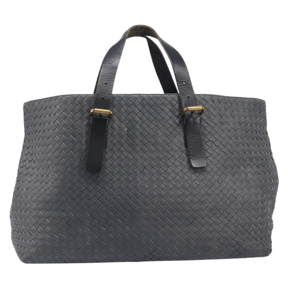 Bottega Veneta INTRECCIATO Tote Bag Leather Gray Gold 189632 Auth BA15983A