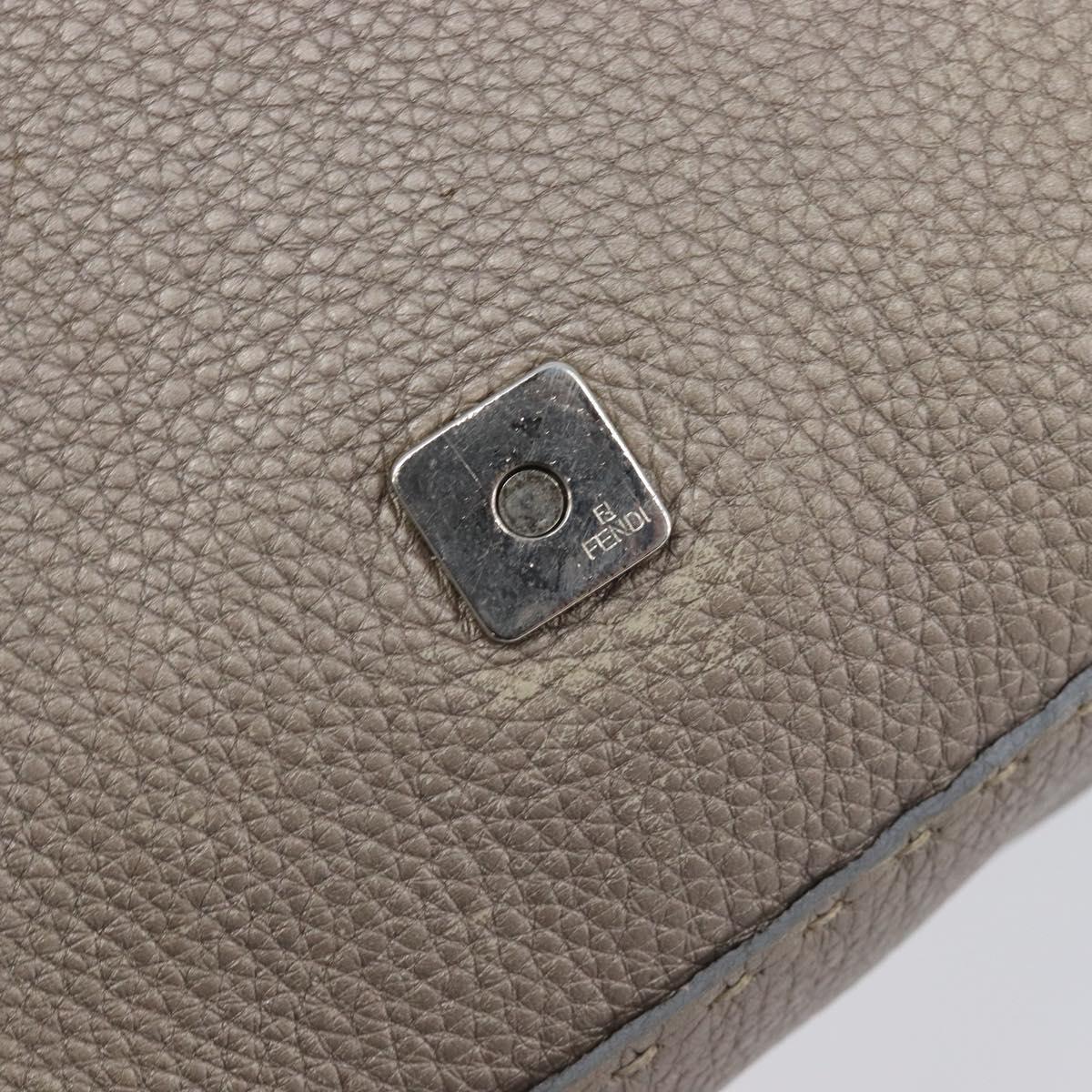 FENDI Celeria Mamma Baguette Bag Leather Beige Silver 8BR102 Auth BA15987V