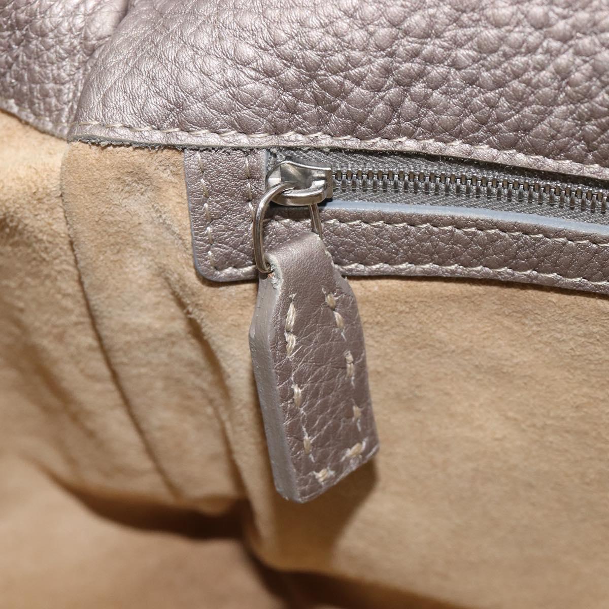 FENDI Celeria Mamma Baguette Bag Leather Beige Silver 8BR102 Auth BA15987V
