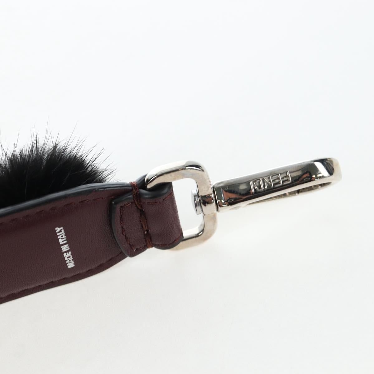 FENDI Shoulder Strap Fur 15"" Bordeaux Silver Auth BA16008M