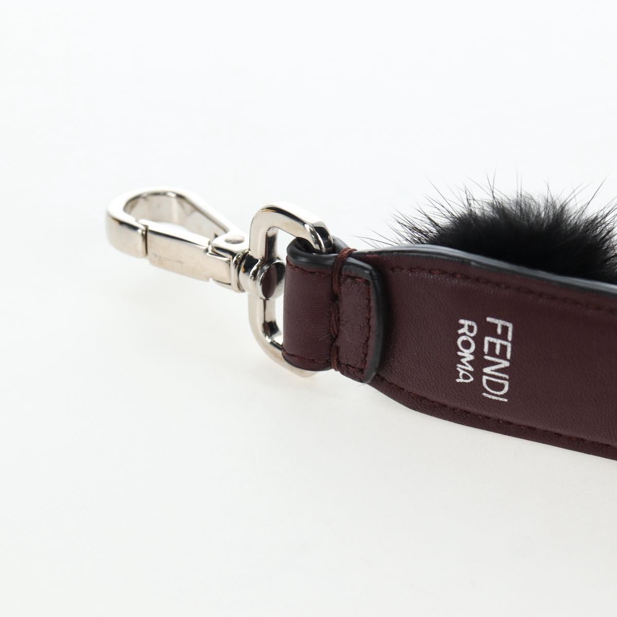 FENDI Shoulder Strap Fur 15"" Bordeaux Silver Auth BA16008M