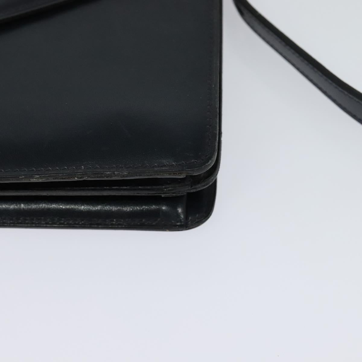 Christian Dior Shoulder Bag Leather Black Gold Auth BA1601