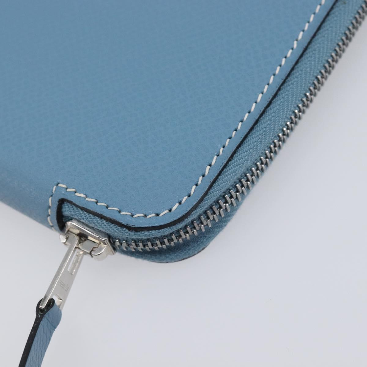 HERMES Agenda Vision 2 Day Planner Cover Leather Light Blue Silver Auth BA16011V
