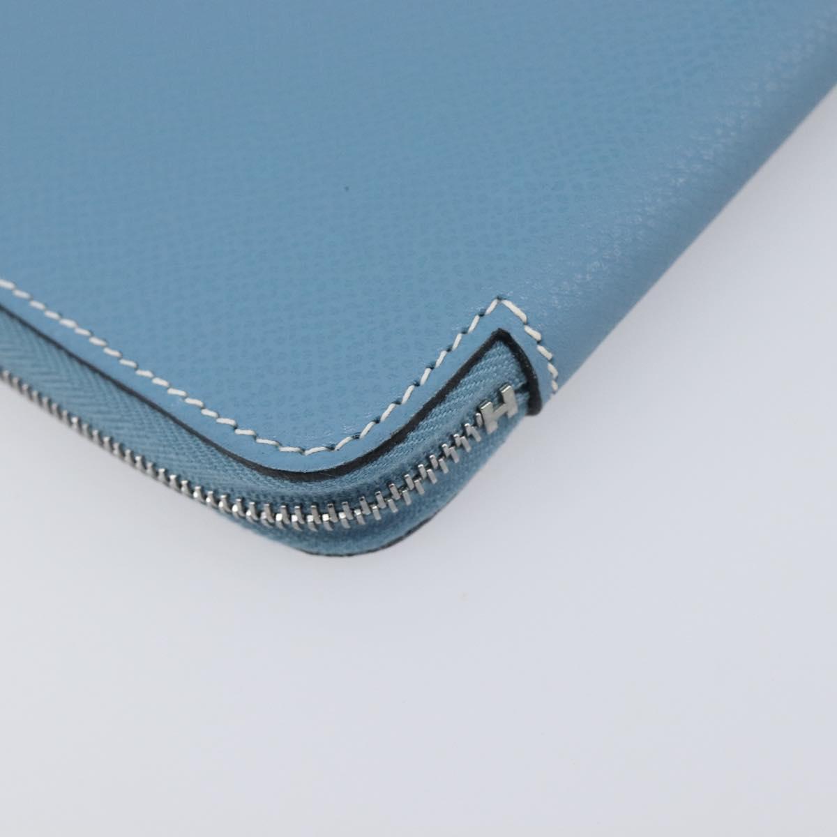 HERMES Agenda Vision 2 Day Planner Cover Leather Light Blue Silver Auth BA16011V