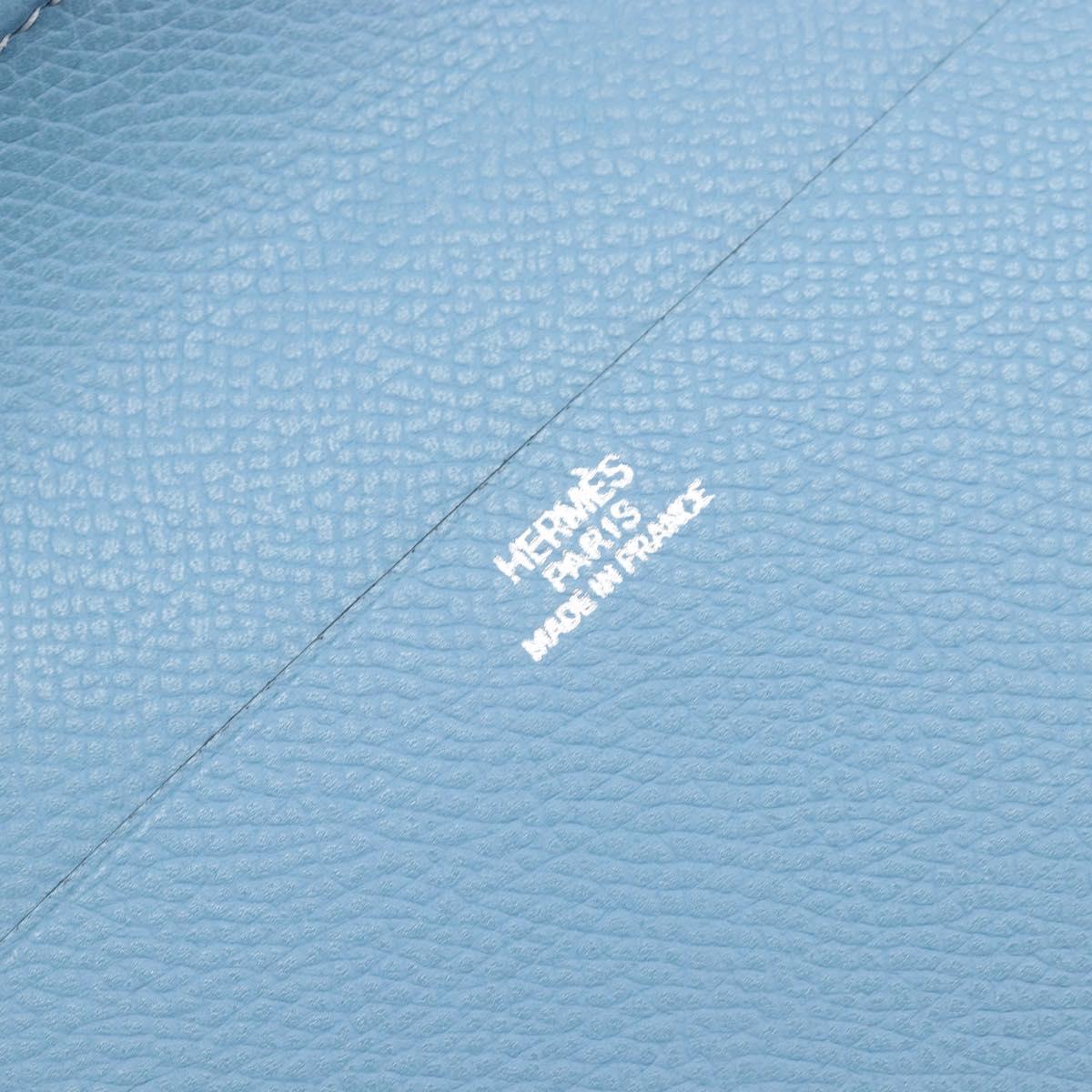 HERMES Agenda Vision 2 Day Planner Cover Leather Light Blue Silver Auth BA16011V