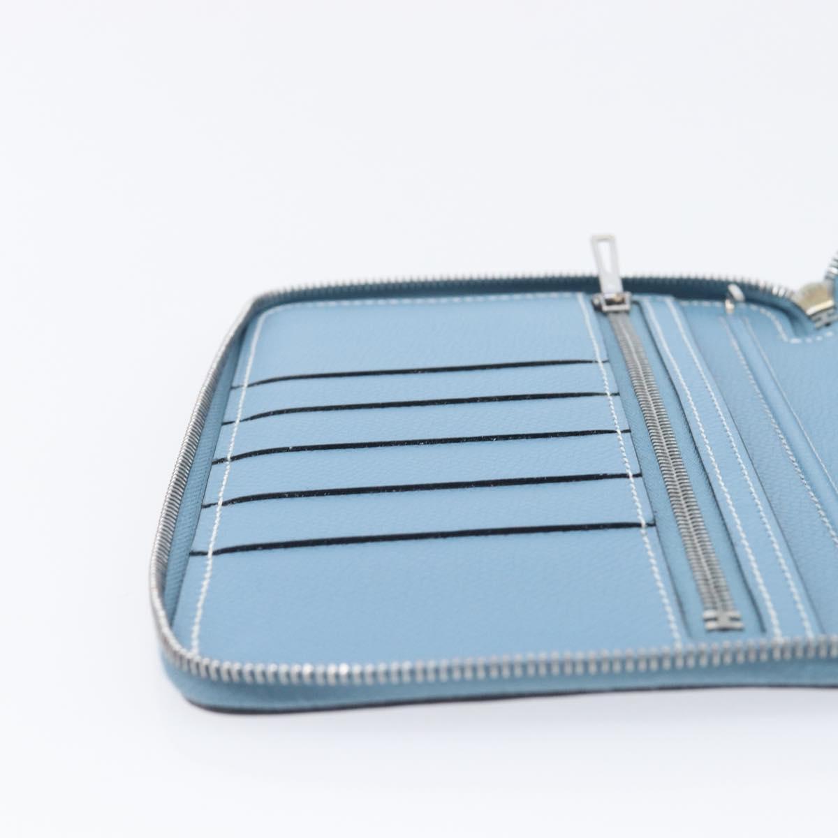 HERMES Agenda Vision 2 Day Planner Cover Leather Light Blue Silver Auth BA16011V