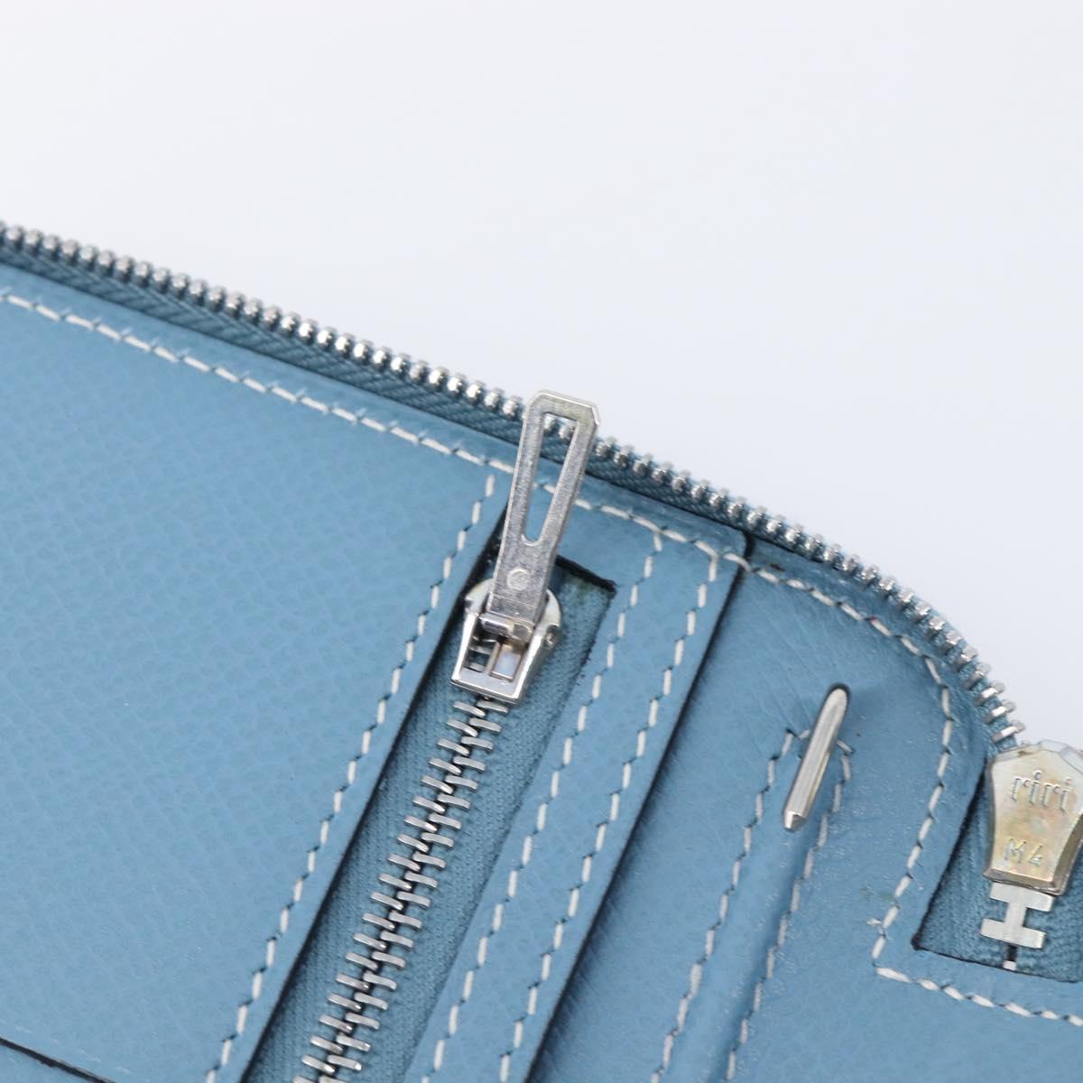 HERMES Agenda Vision 2 Day Planner Cover Leather Light Blue Silver Auth BA16011V