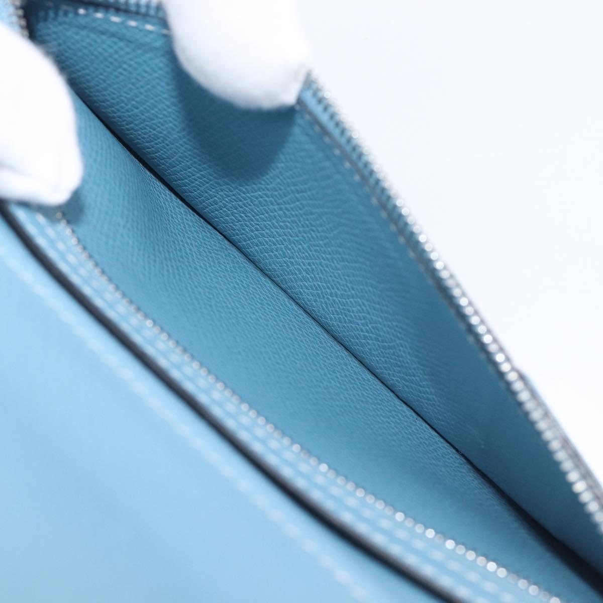 HERMES Agenda Vision 2 Day Planner Cover Leather Light Blue Silver Auth BA16011V