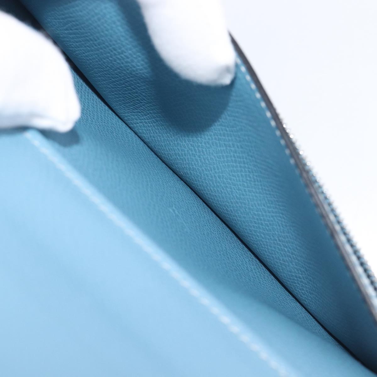 HERMES Agenda Vision 2 Day Planner Cover Leather Light Blue Silver Auth BA16011V