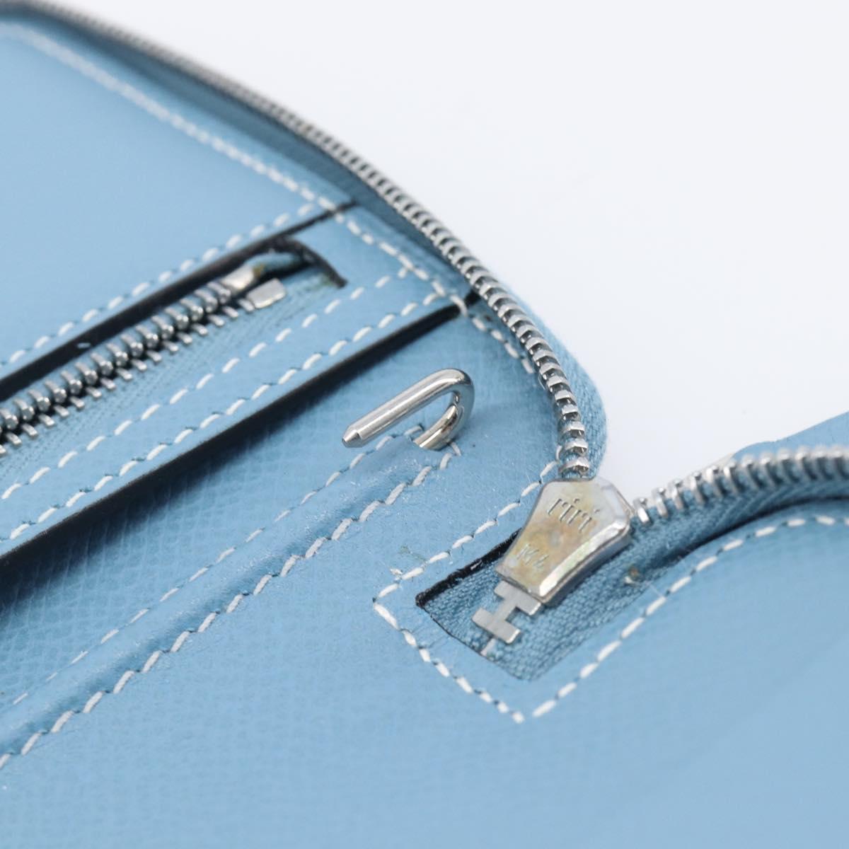 HERMES Agenda Vision 2 Day Planner Cover Leather Light Blue Silver Auth BA16011V