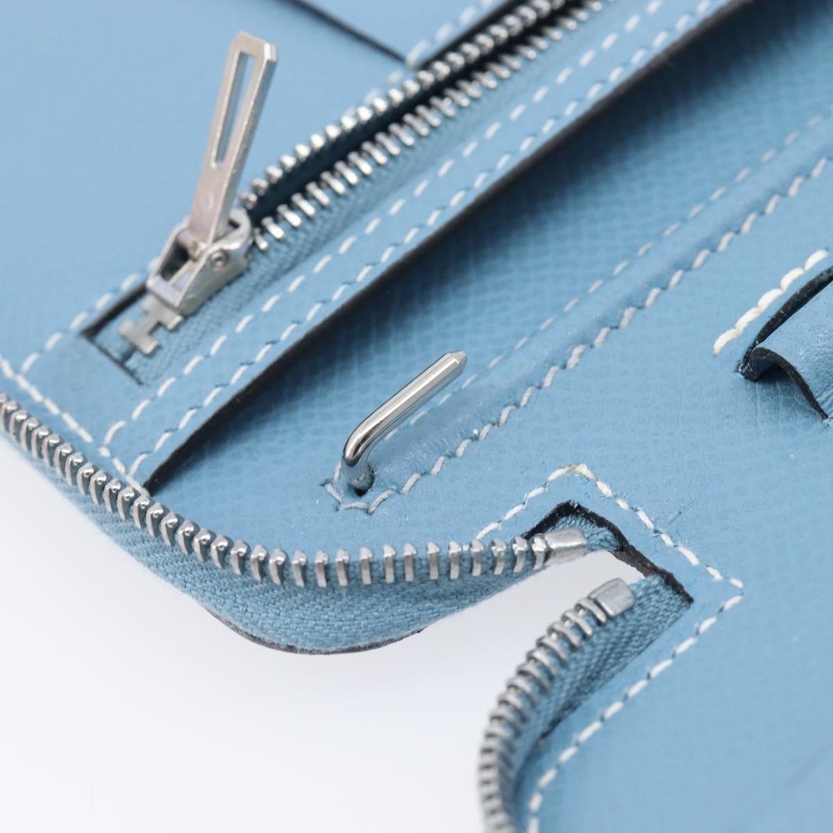 HERMES Agenda Vision 2 Day Planner Cover Leather Light Blue Silver Auth BA16011V