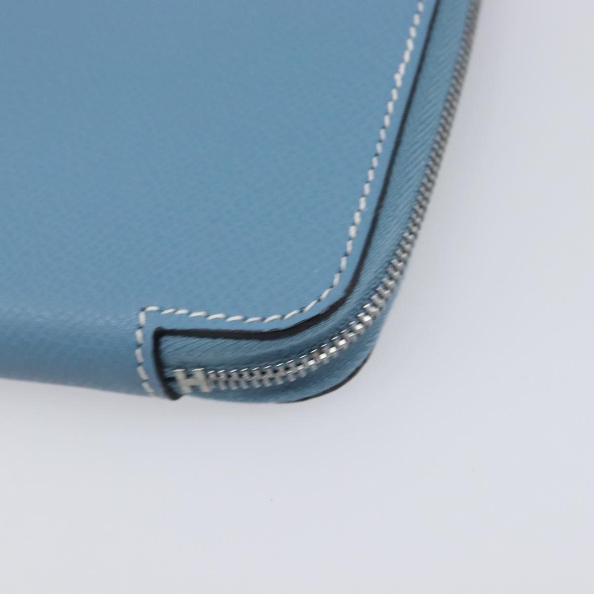 HERMES Agenda Vision 2 Day Planner Cover Leather Light Blue Silver Auth BA16011V