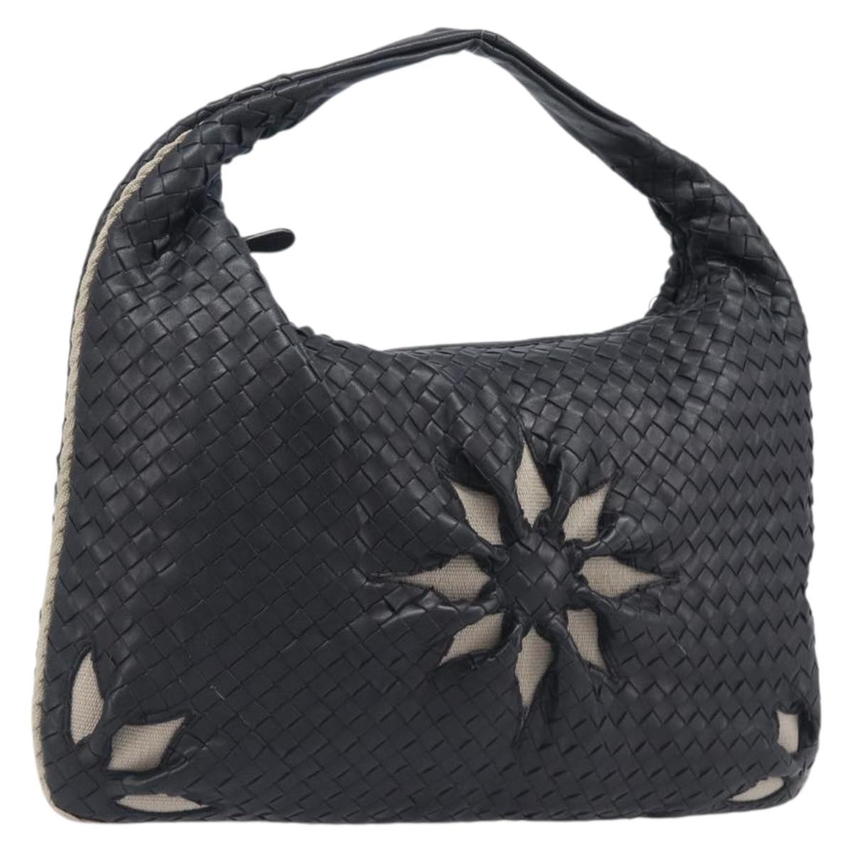 Bottega Veneta INTRECCIATO Hobo Bag Leather outlet Black 115654 Auth BA16024SAV
