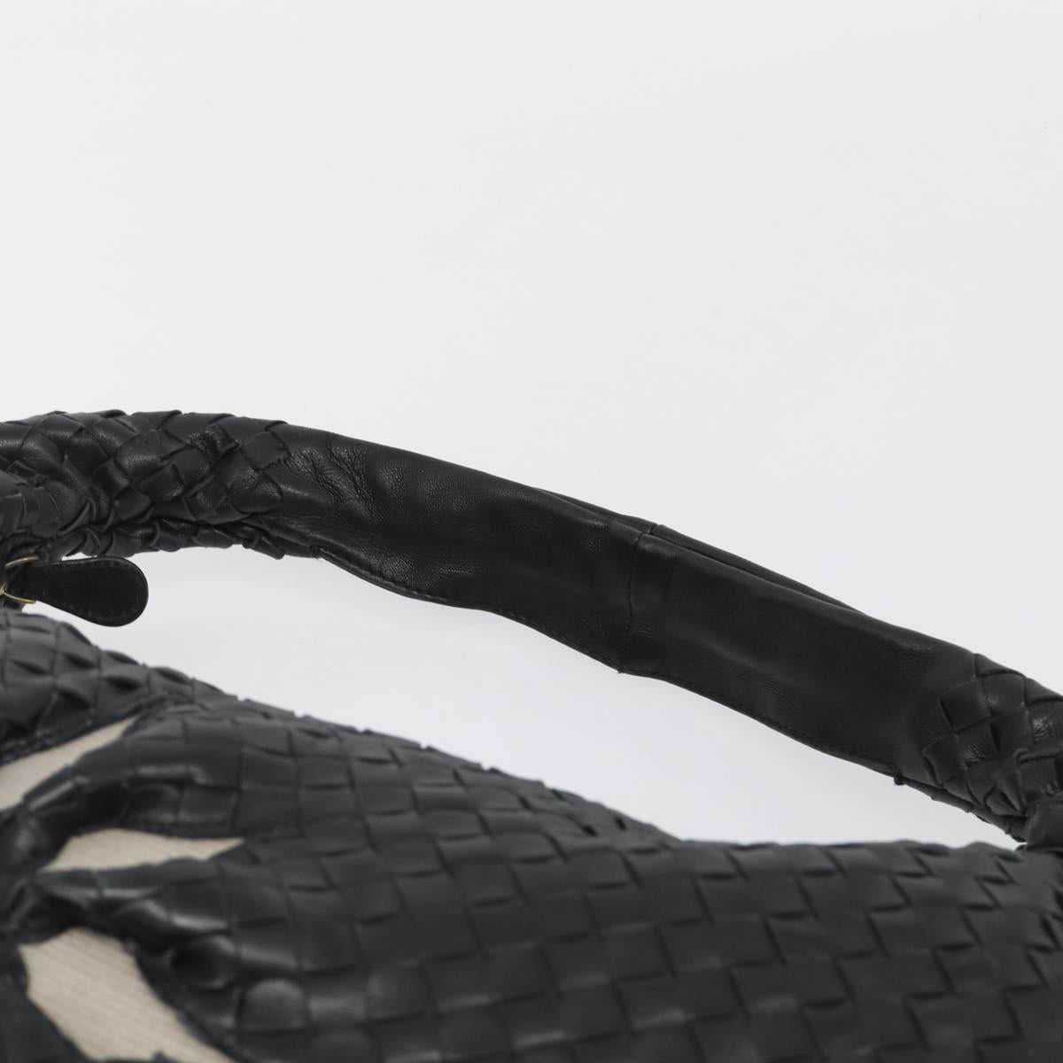Bottega Veneta INTRECCIATO Hobo Bag Leather outlet Black 115654 Auth BA16024SAV