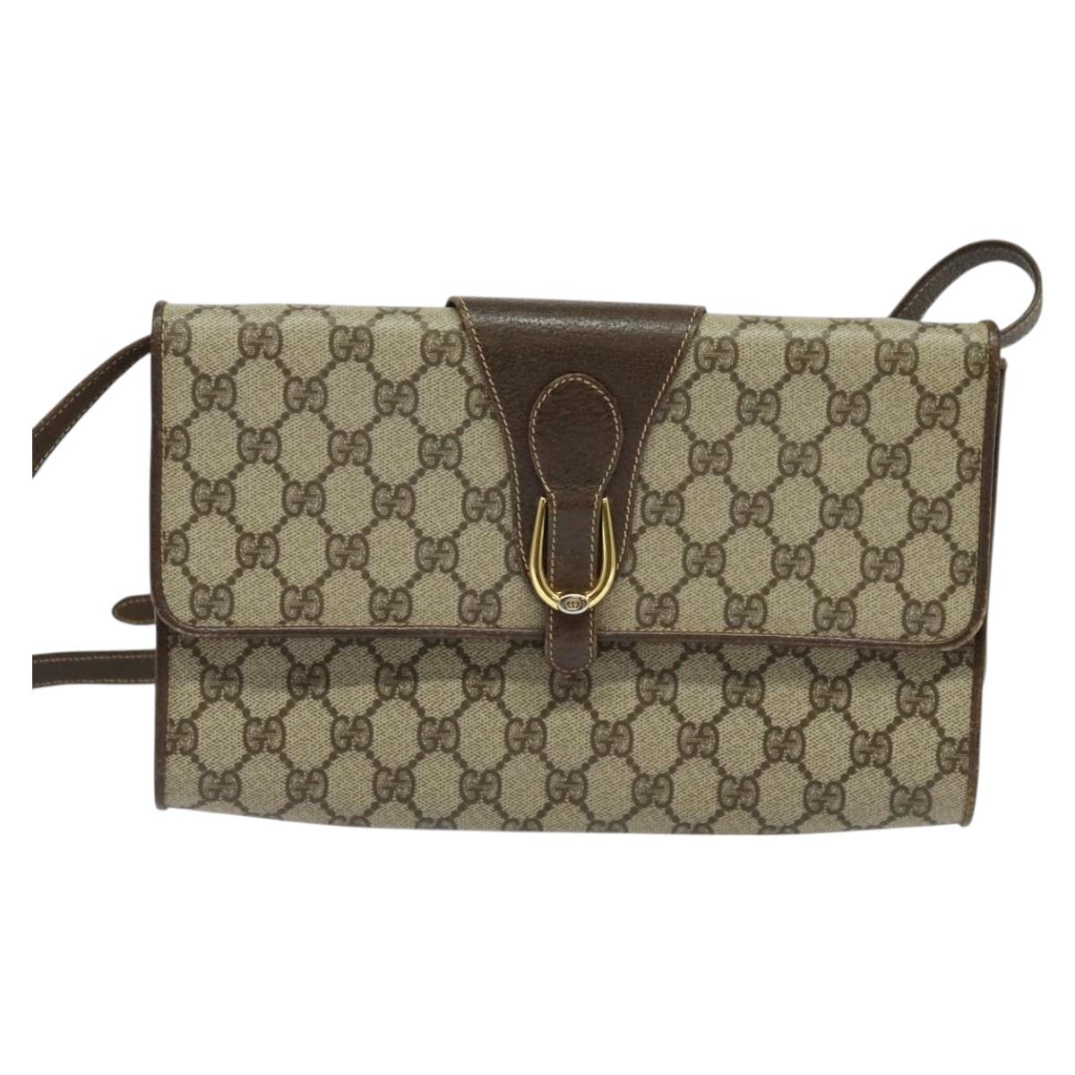 GUCCI GG Supreme Shoulder Bag PVC Beige Gold 904 02 050 Auth BA1603