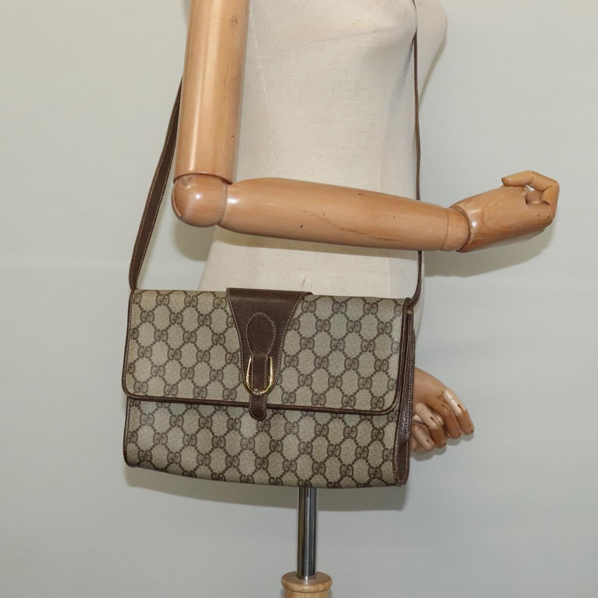 GUCCI GG Supreme Shoulder Bag PVC Beige Gold 904 02 050 Auth BA1603