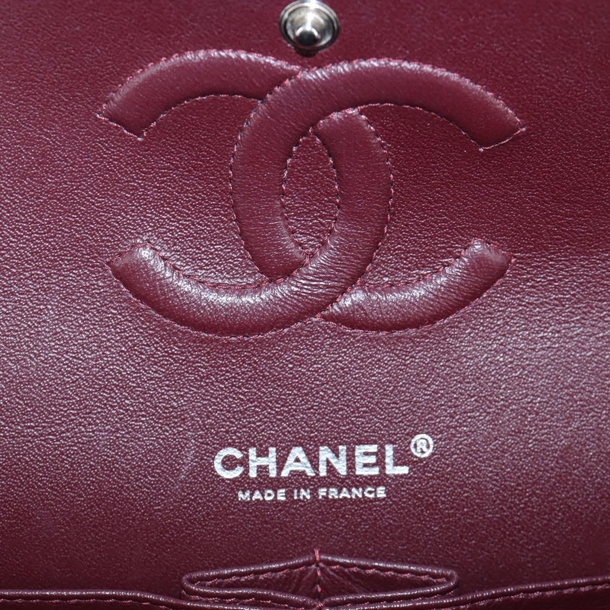 CHANEL Chain Matelasse 25 Bag Caviar Skin Black Silver CC Auth BA16031SV
