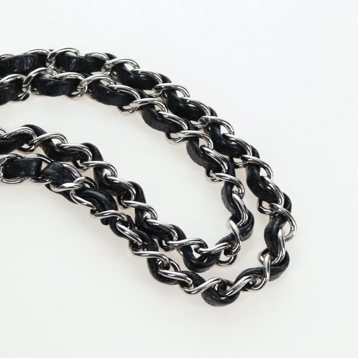 CHANEL Chain Matelasse 25 Bag Caviar Skin Black Silver CC Auth BA16031SV