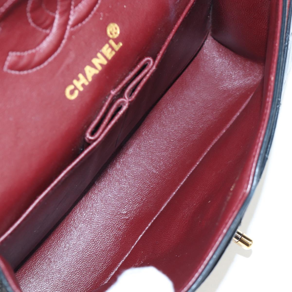 CHANEL Chain Matelasse 23 Shoulder Bag Lamb Skin Black Gold CC Auth BA16032SAV