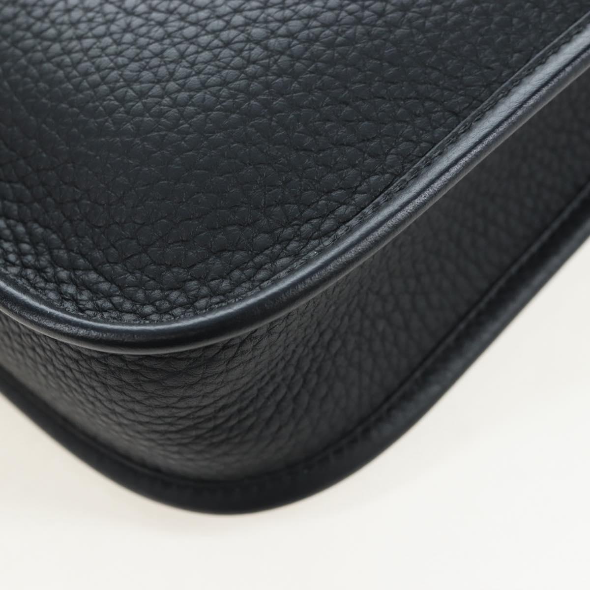 HERMES Evelyn 16 TPM Shoulder Bag Leather Black Gold Auth BA16042SV