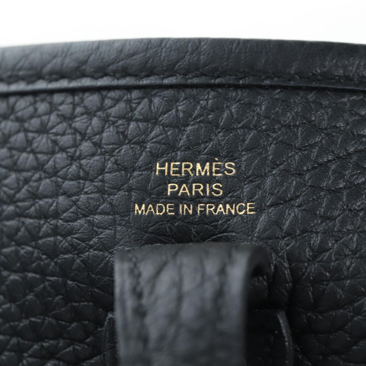 HERMES Evelyn 16 TPM Shoulder Bag Leather Black Gold Auth BA16042SV
