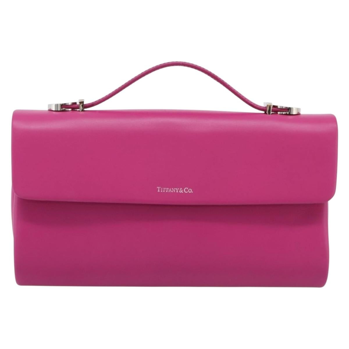 Tiffany & Co. Hand Bag Leather Pink Silver Auth BA16045V