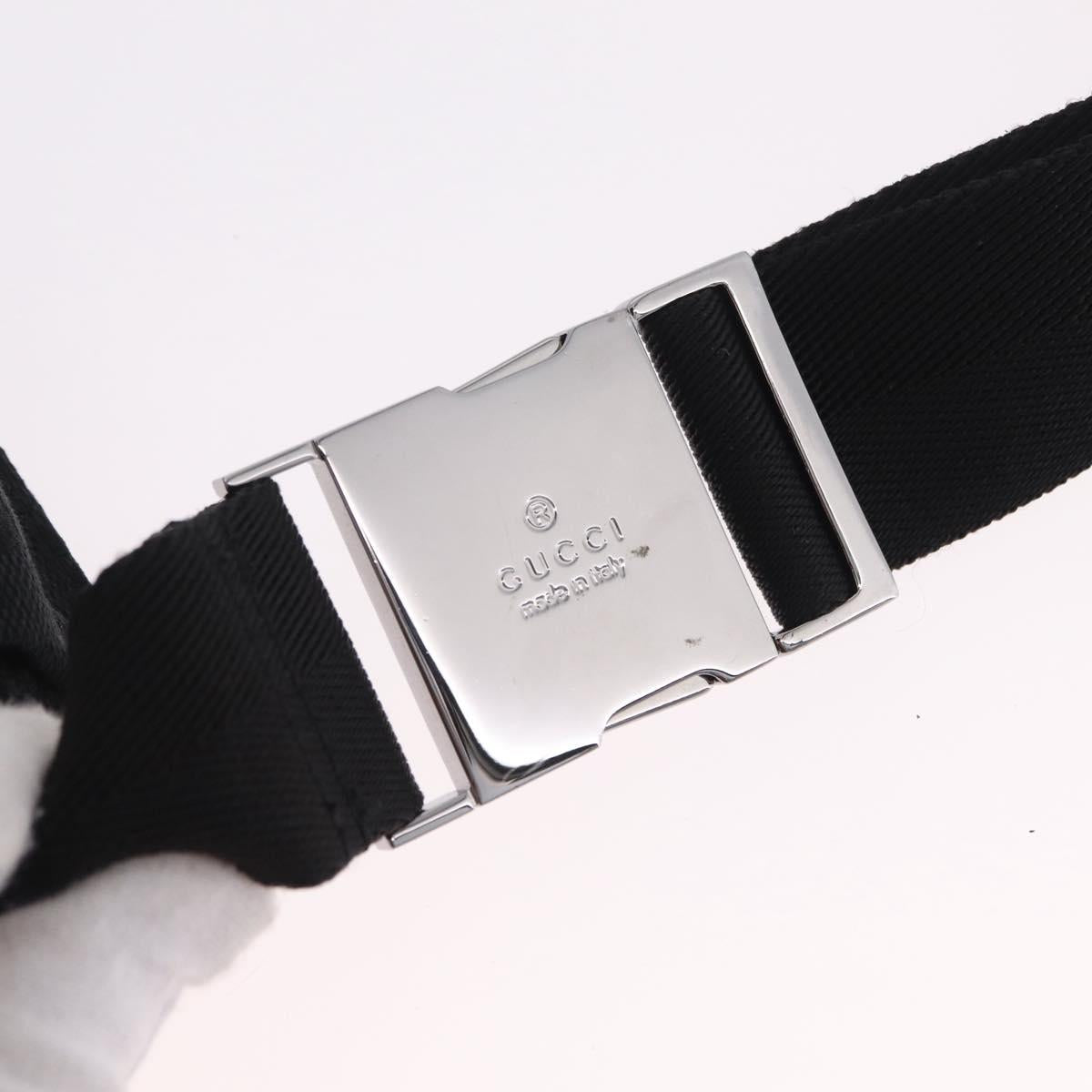 GUCCI GG Canvas Waist bag Black Silver 28566 Auth BA16046A