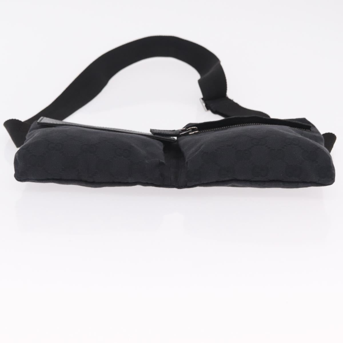 GUCCI GG Canvas Waist bag Black Silver 28566 Auth BA16046A