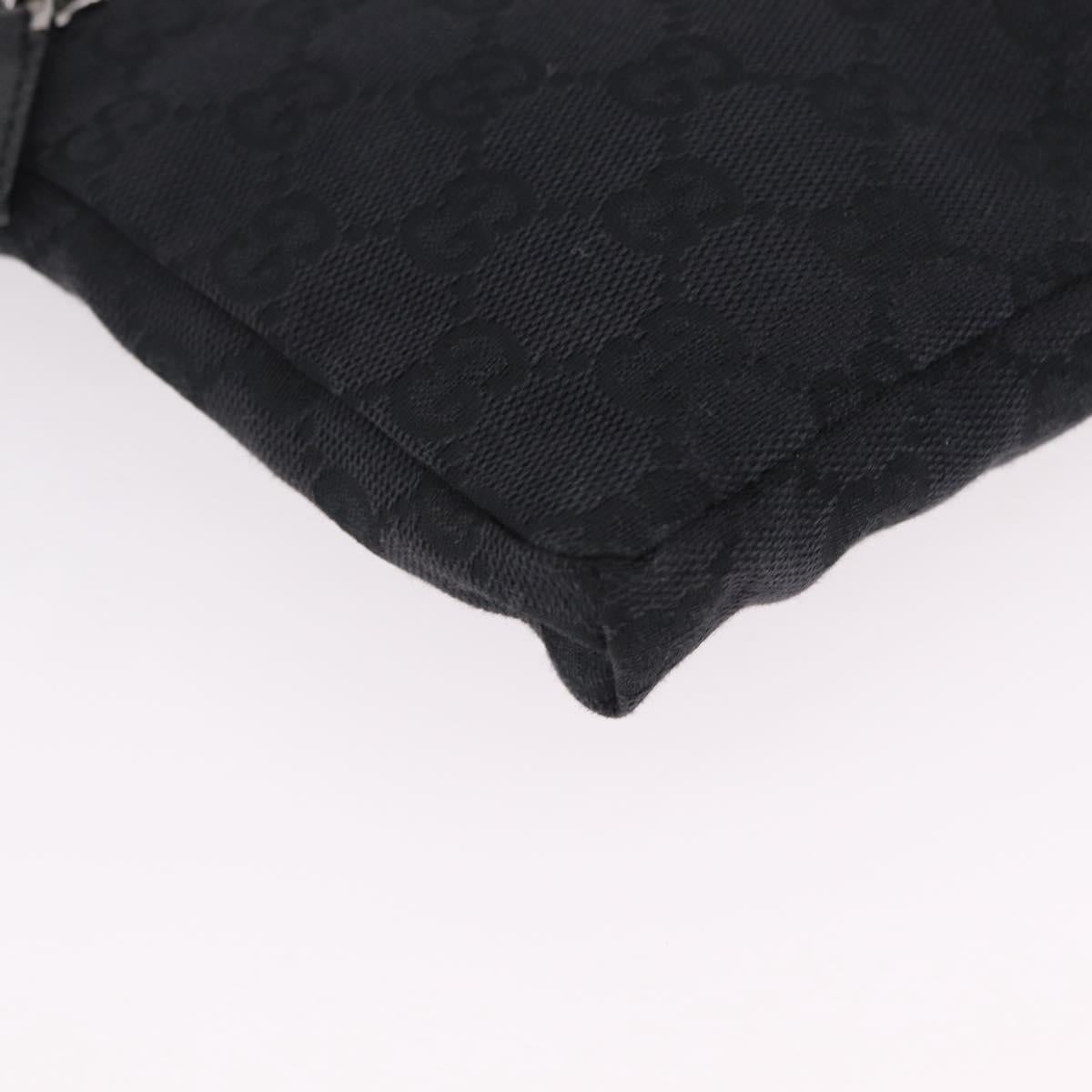 GUCCI GG Canvas Waist bag Black Silver 28566 Auth BA16046A