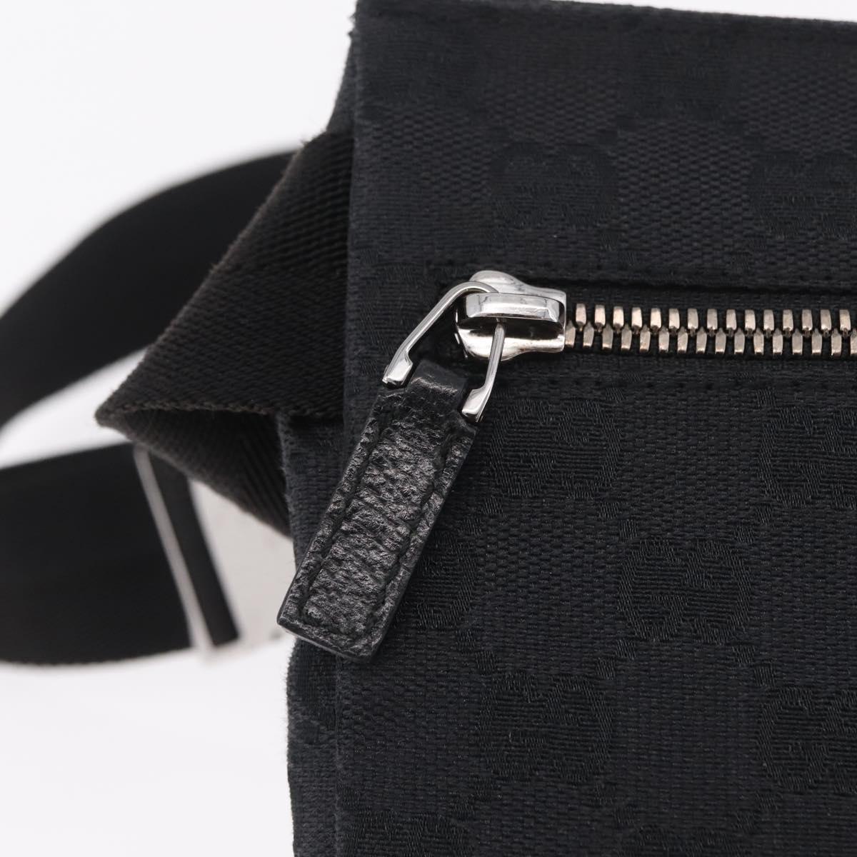 GUCCI GG Canvas Waist bag Black Silver 28566 Auth BA16046A