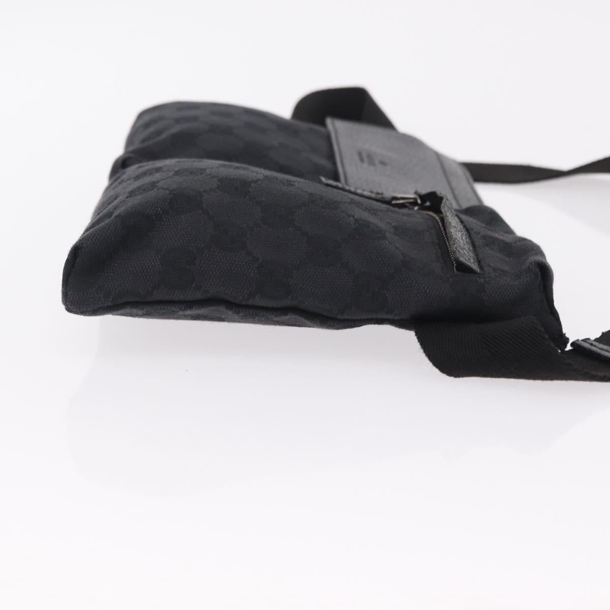 GUCCI GG Canvas Waist bag Black Silver 28566 Auth BA16046A