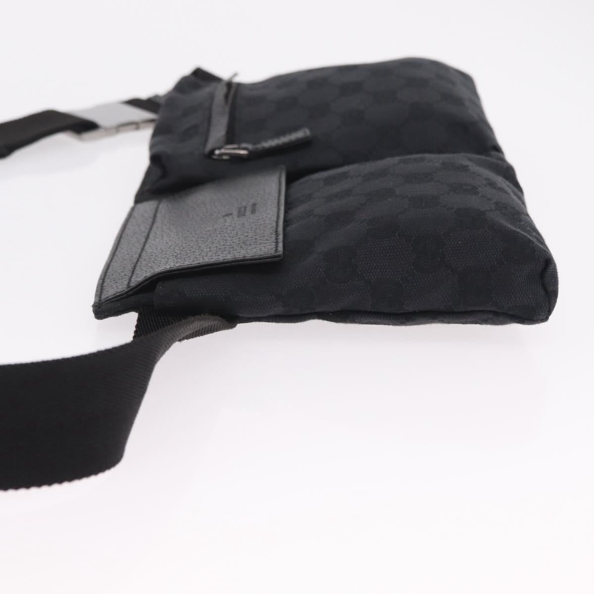GUCCI GG Canvas Waist bag Black Silver 28566 Auth BA16046A
