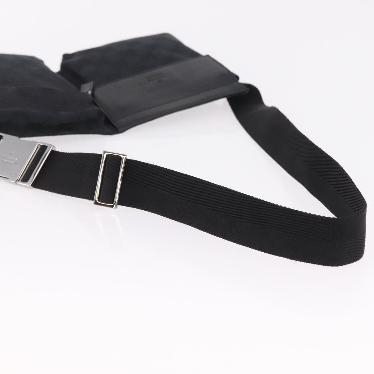GUCCI GG Canvas Waist bag Black Silver 28566 Auth BA16046A