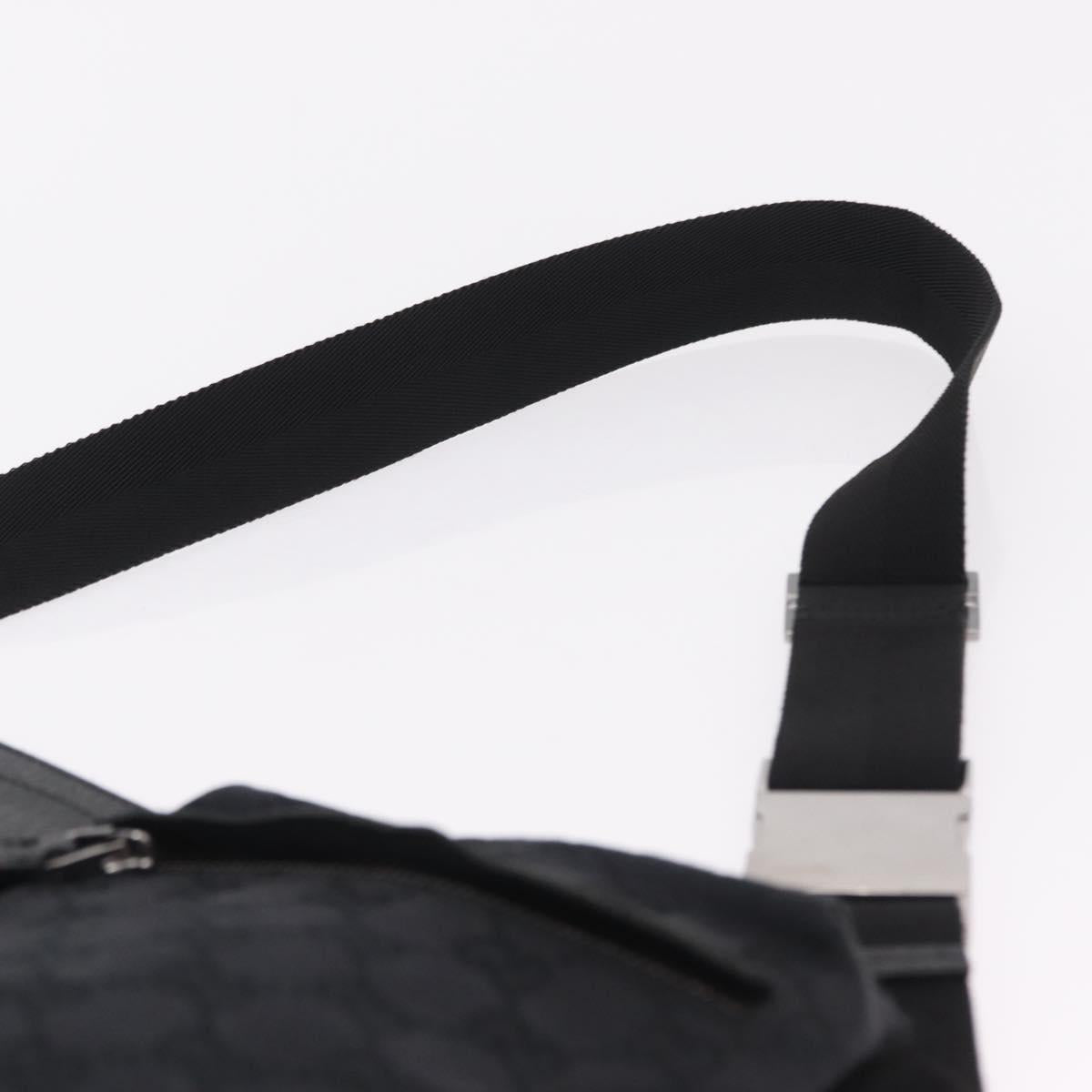 GUCCI GG Canvas Waist bag Black Silver 28566 Auth BA16046A